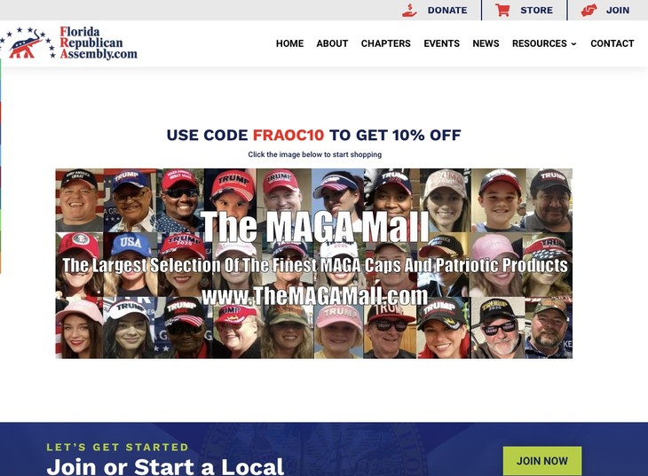 Florida Republican Assembly store link connects to The MAGA Mall.